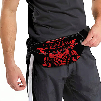 Red Samurai Mask Print Fanny Pack