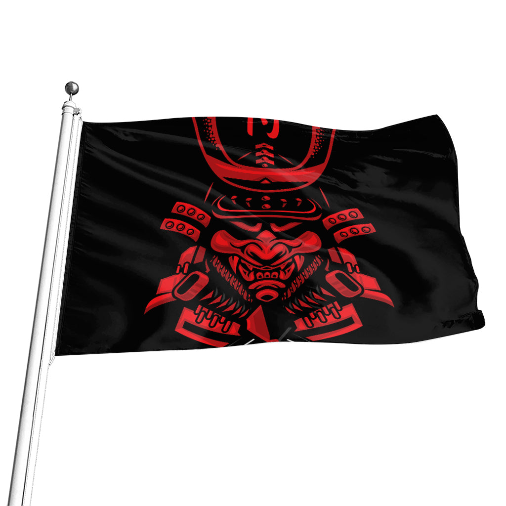 Red Samurai Mask Print Flag