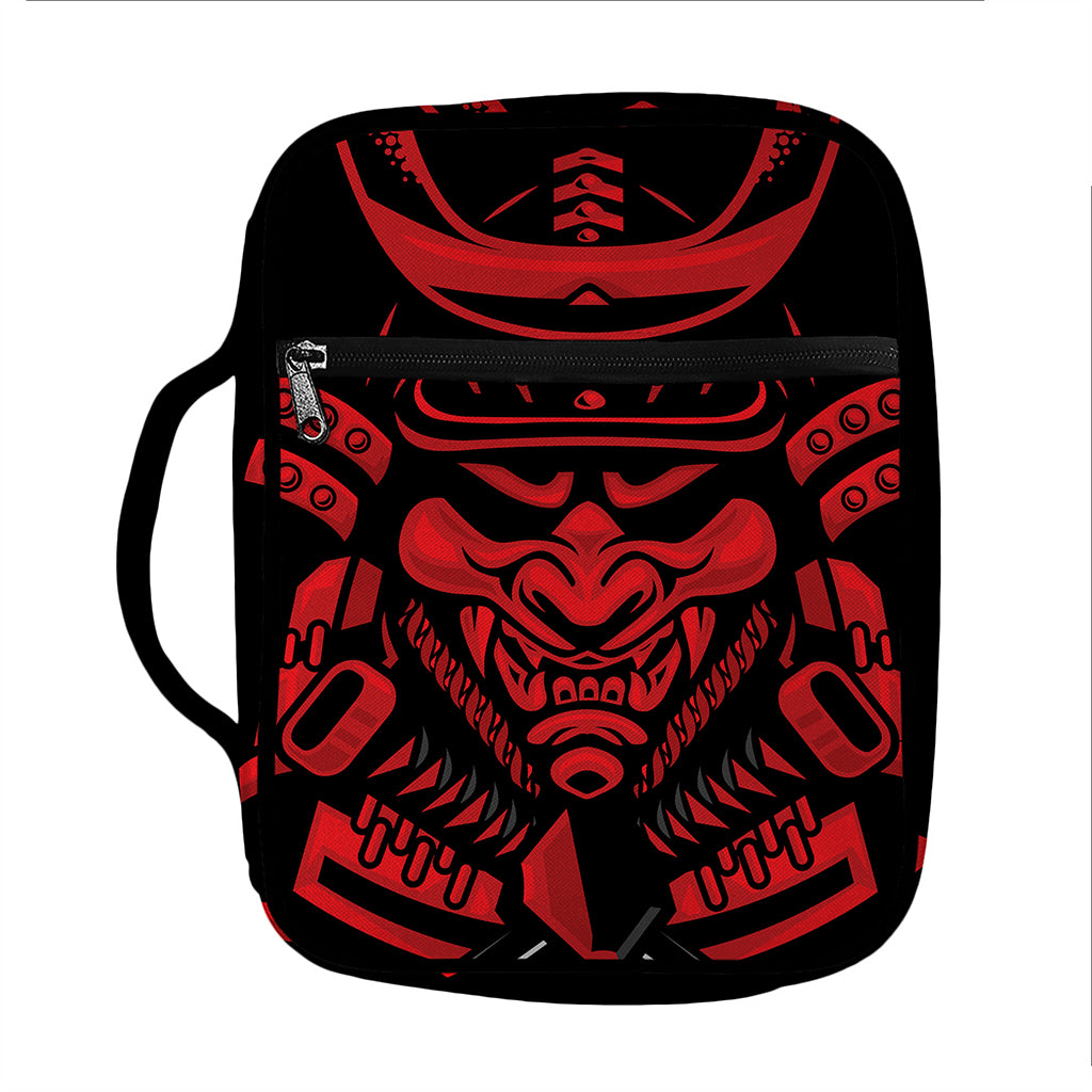 Red Samurai Mask Print Front Pocket Bible Bag