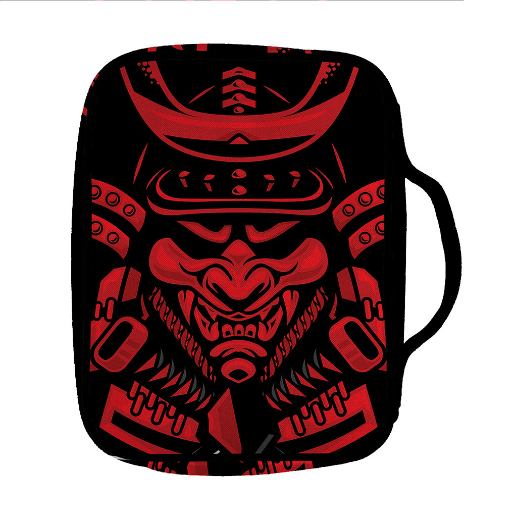 Red Samurai Mask Print Front Pocket Bible Bag