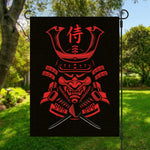 Red Samurai Mask Print Garden Flag
