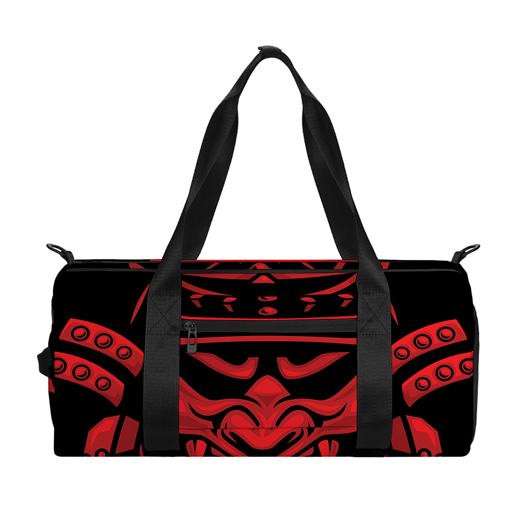 Red Samurai Mask Print Gym Bag