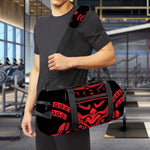 Red Samurai Mask Print Gym Bag