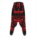 Red Samurai Mask Print Hammer Pants