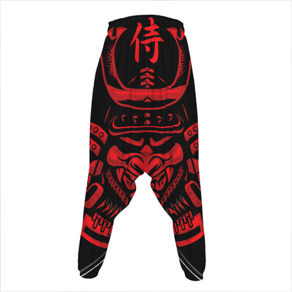 Red Samurai Mask Print Hammer Pants