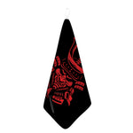 Red Samurai Mask Print Hand Towel
