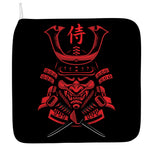 Red Samurai Mask Print Hand Towel