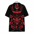 Red Samurai Mask Print Hawaiian Shirt