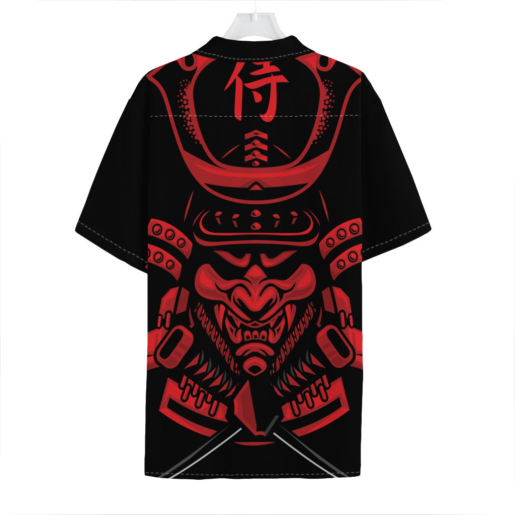 Red Samurai Mask Print Hawaiian Shirt