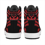 Red Samurai Mask Print High Top Leather Sneakers