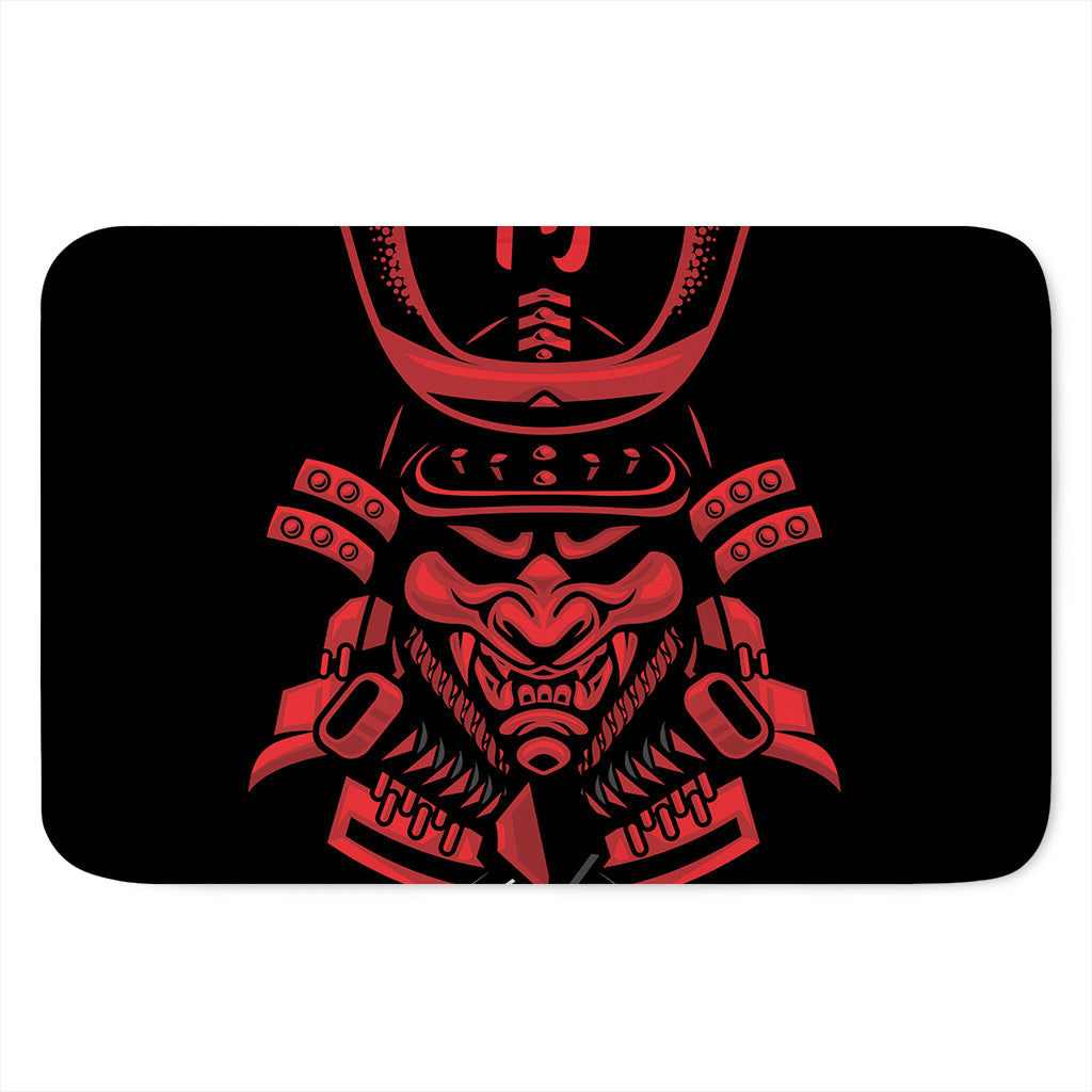 Red Samurai Mask Print Indoor Door Mat