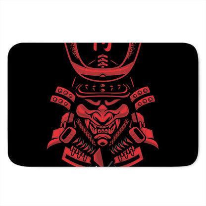 Red Samurai Mask Print Indoor Door Mat