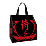 Red Samurai Mask Print Insulated Lunch Tote