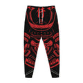 Red Samurai Mask Print Jogger Pants