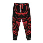 Red Samurai Mask Print Jogger Pants