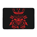 Red Samurai Mask Print Kitchen Mat
