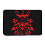 Red Samurai Mask Print Kitchen Mat