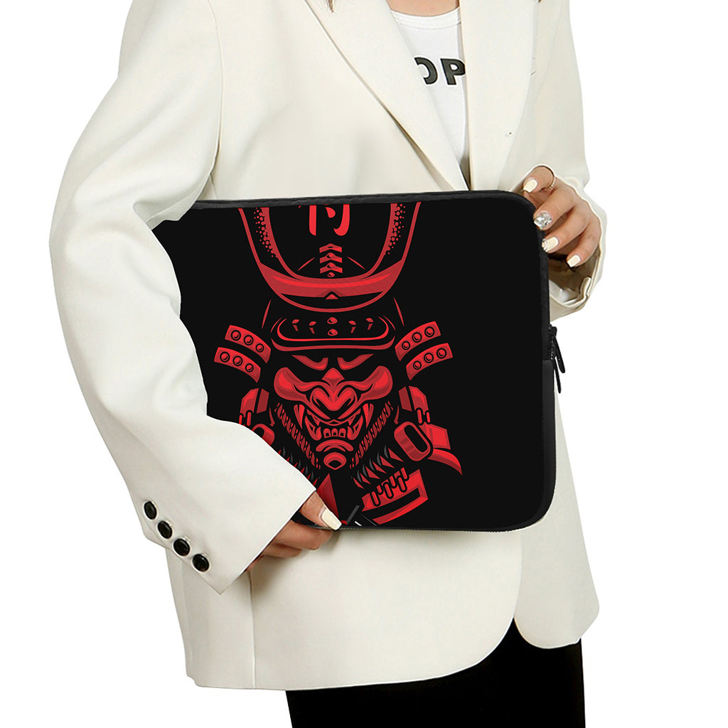 Red Samurai Mask Print Laptop Sleeve
