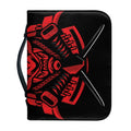 Red Samurai Mask Print Leather Bible Cover