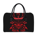 Red Samurai Mask Print Leather Duffel Bag