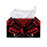 Red Samurai Mask Print Leather Tissue Box Cover