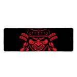 Red Samurai Mask Print Long Kitchen Mat