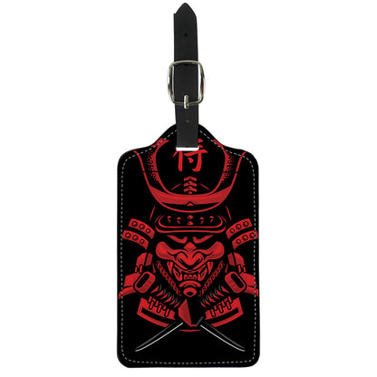 Red Samurai Mask Print Luggage Tag