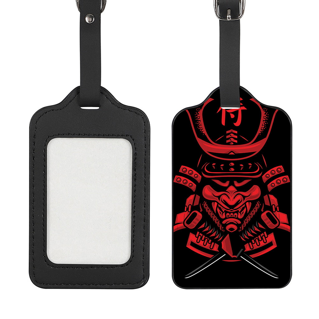 Red Samurai Mask Print Luggage Tag