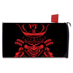 Red Samurai Mask Print Mailbox Cover