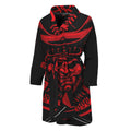 Red Samurai Mask Print Men's Bathrobe