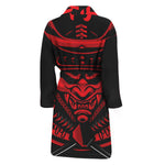 Red Samurai Mask Print Men's Bathrobe