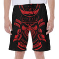 Red Samurai Mask Print Men's Beach Shorts