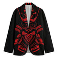 Red Samurai Mask Print Men's Blazer
