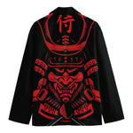 Red Samurai Mask Print Men's Blazer