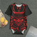 Red Samurai Mask Print Men's Bodysuit