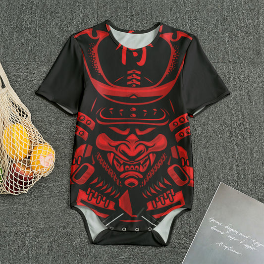 Red Samurai Mask Print Men's Bodysuit
