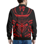 Red Samurai Mask Print Men's Bomber Jacket