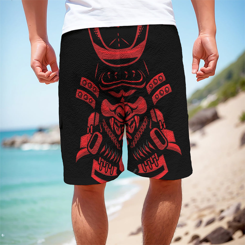 Red Samurai Mask Print Men's Cargo Shorts