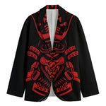 Red Samurai Mask Print Men's Cotton Blazer