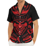 Red Samurai Mask Print Men's Deep V-Neck Shirt