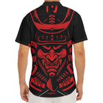 Red Samurai Mask Print Men's Deep V-Neck Shirt
