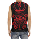 Red Samurai Mask Print Men's Fitness Tank Top