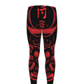Red Samurai Mask Print Men's Leggings