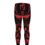 Red Samurai Mask Print Men's leggings