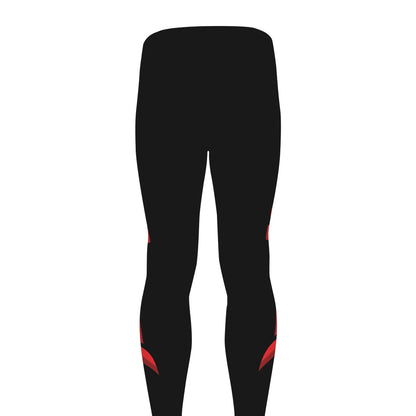 Red Samurai Mask Print Men's leggings