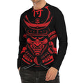 Red Samurai Mask Print Men's Long Sleeve Rash Guard