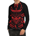 Red Samurai Mask Print Men's Long Sleeve Rash Guard
