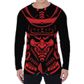 Red Samurai Mask Print Men's Long Sleeve T-Shirt