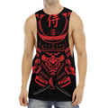 Red Samurai Mask Print Men's Muscle Tank Top