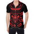 Red Samurai Mask Print Men's Shirt